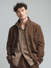 Men's corduroy lapel jacket